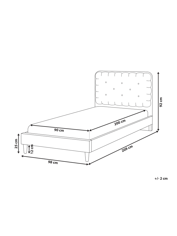 Beliani Einzelbett CORSAINT in Beige/Heller Holzfarbton - (W) 98 x (H) 92 x (L) 209 cm günstig kaufen onesize