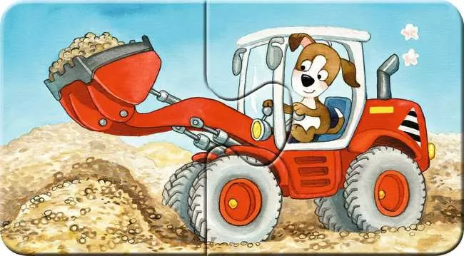 Kinderpuzzle ab 2 Jahren - Tierische Baustelle - 2 Teile