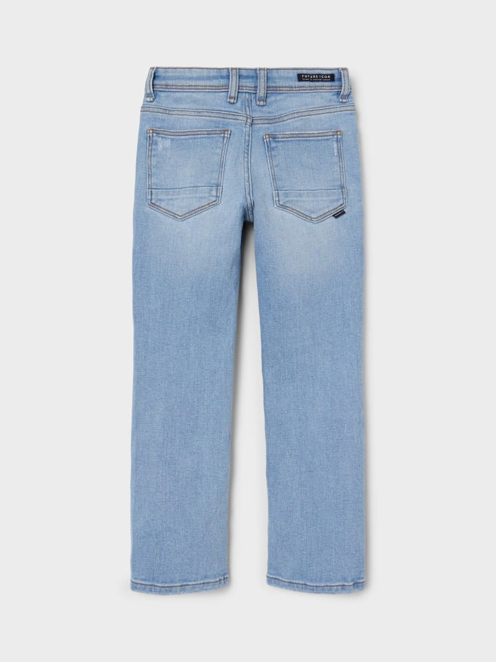 name it Straight Leg Denim Jeans mit verstellbarem Bund NKMSILAS in Hellblau günstig kaufen