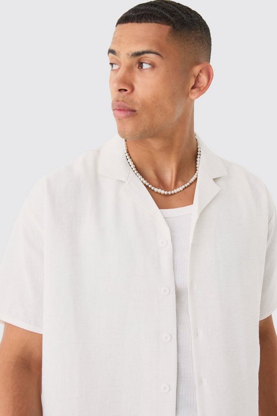 Oversize Hemd & Shorts in Leinenoptik