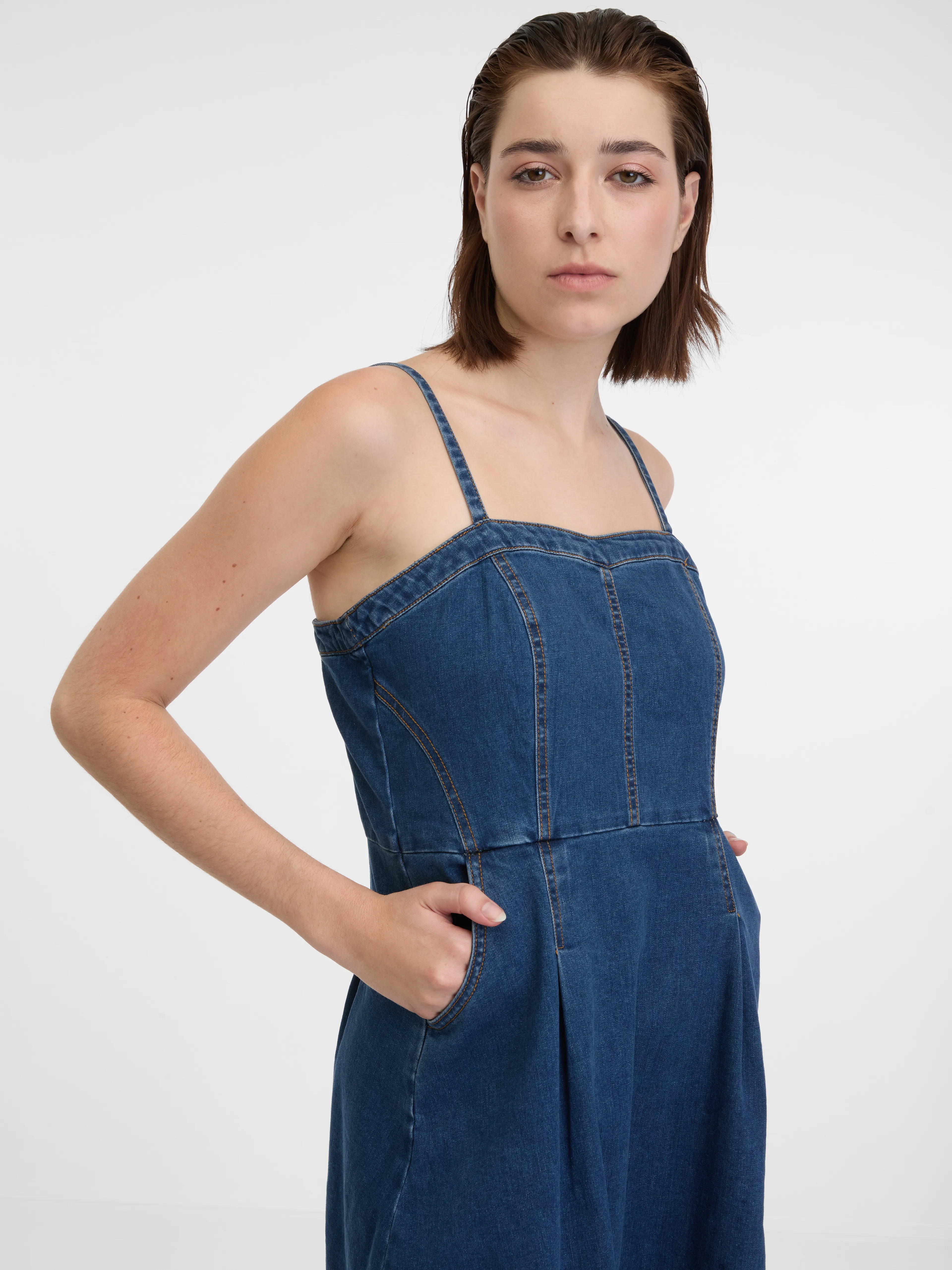 Dunkelblaues Damen-Denim-Kleid ORSAY
