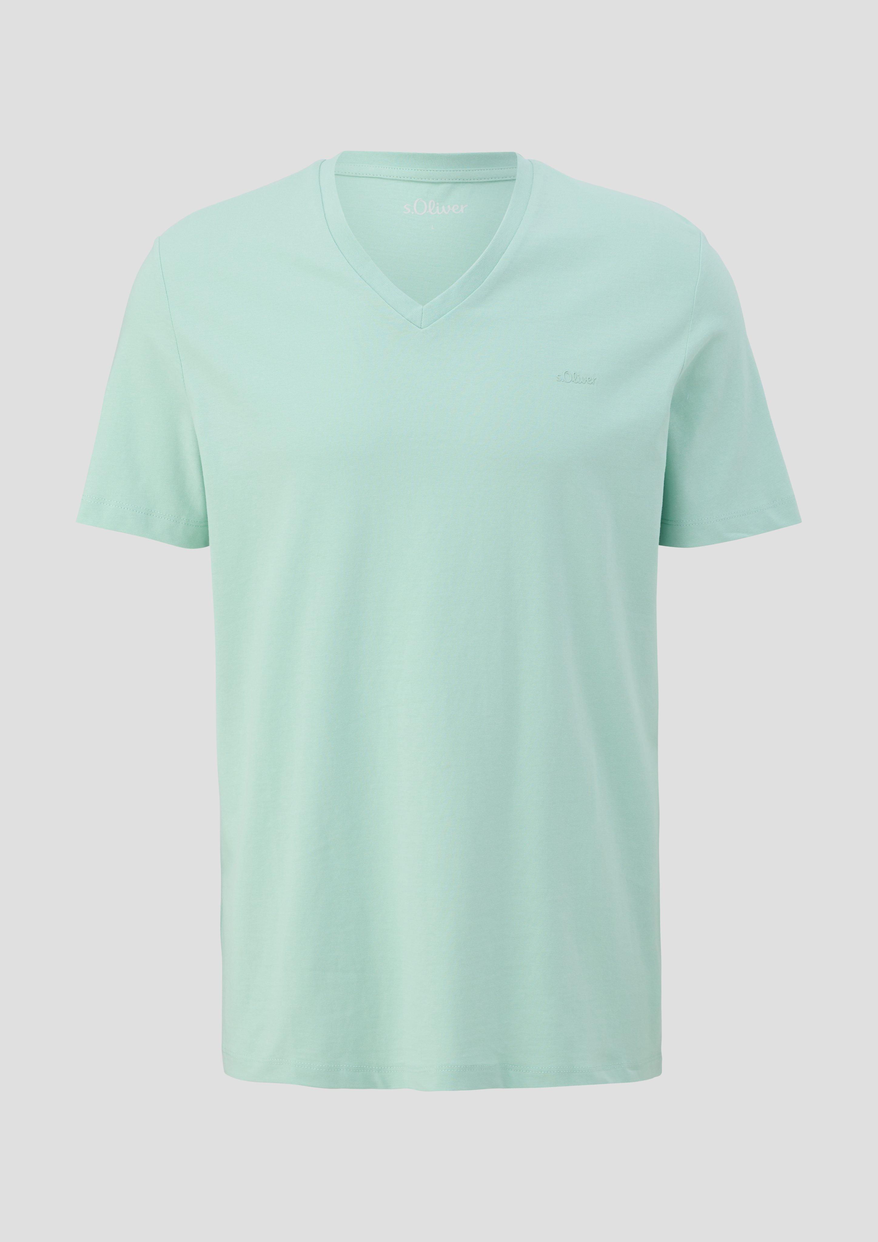 Baumwollshirt mit V-Ausschnitt  2143913-6501