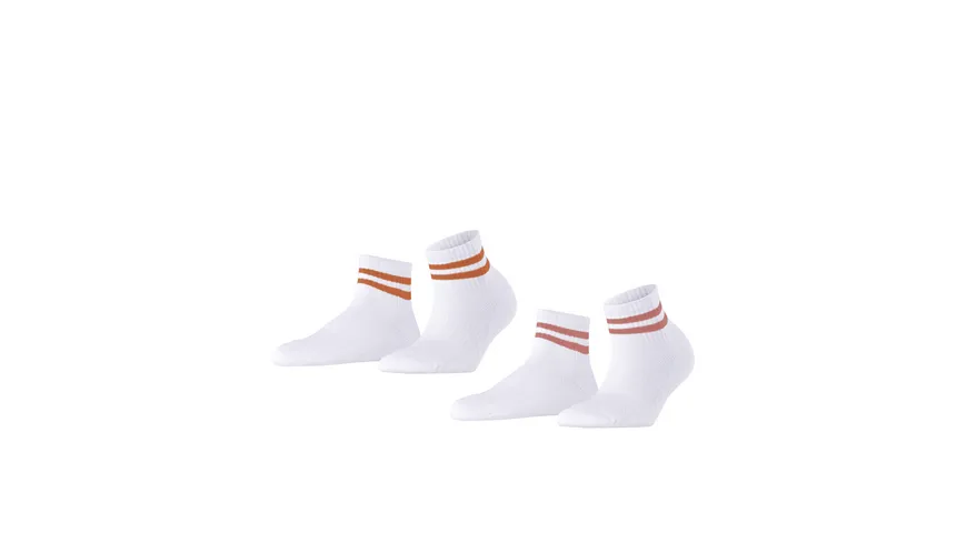 ESPRIT Damen Sneaker Socken Active Tennis 2er Pack weiß, orange