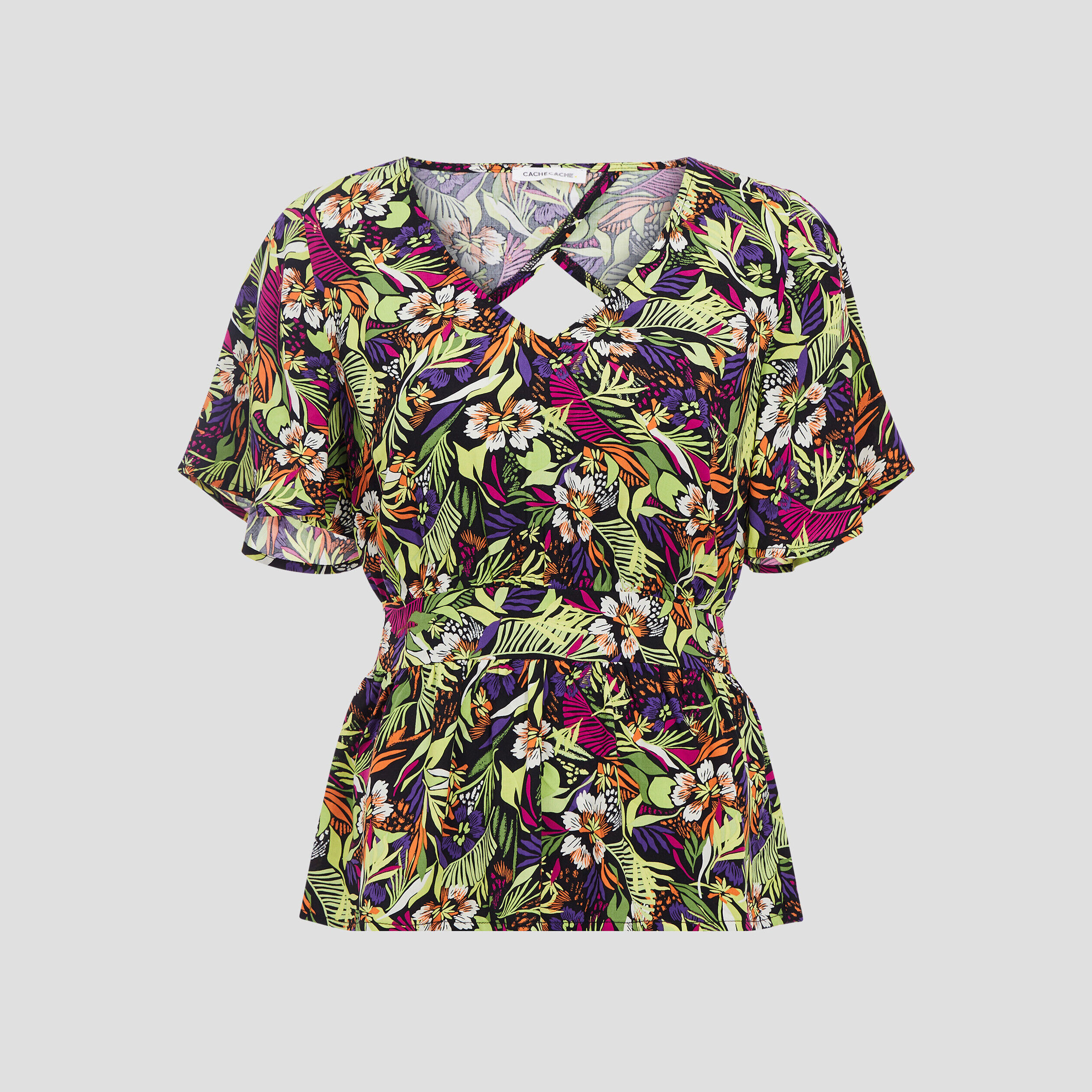 Blouse avec manches courtes noir femme | Cache Cache