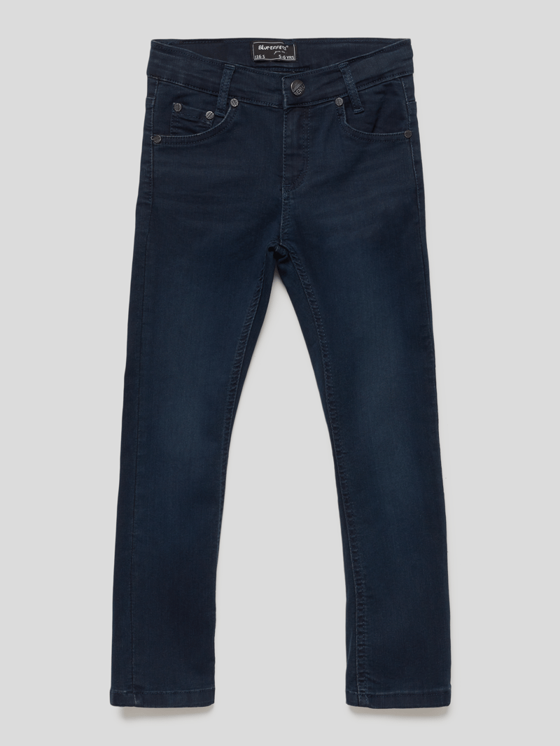 Jeans mit Label-Patch Modell 'Nos' in dunkelblau