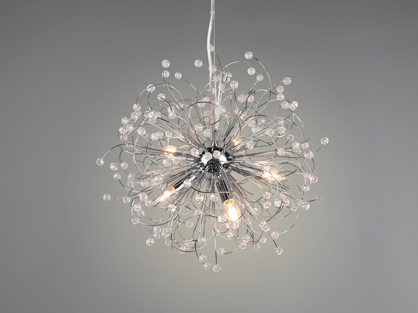 meineWunschleuchte LED Pendelleuchte, Dimmfunktion, LED wechselbar, warmweiß, ausgefallene Designer Kristall-lampe für Treppenhaus & Galerie, Ø 55cm