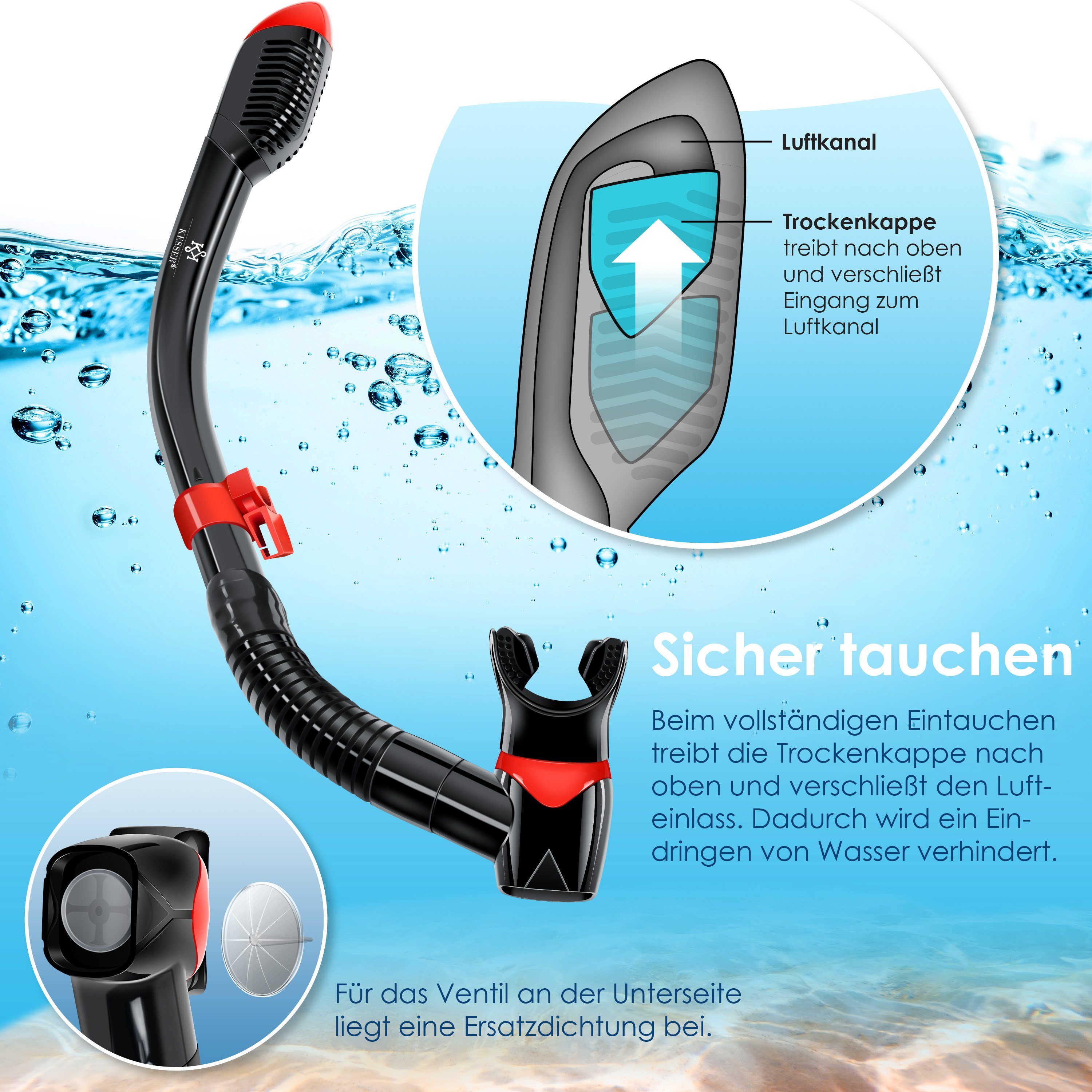 KESSER Taucherbrille, Schnorchelset Profi Taucherbrille Schnorchelmaske Tauchset