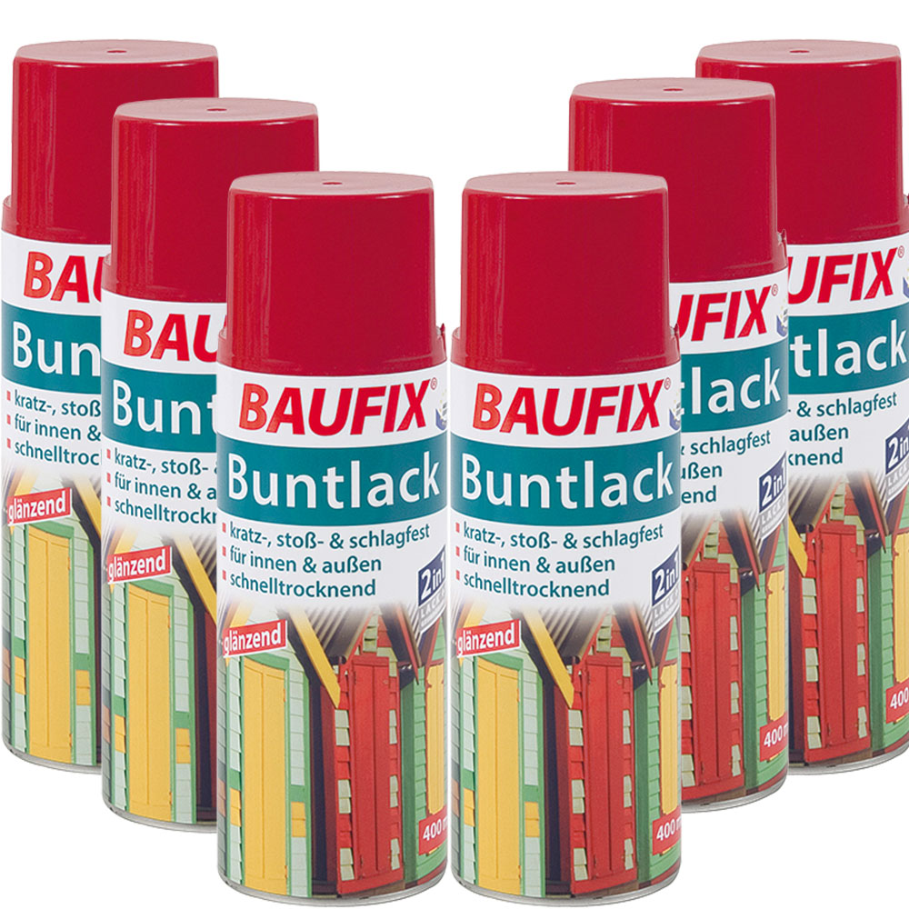 Baufix Buntlack Spray rot 6er-Set