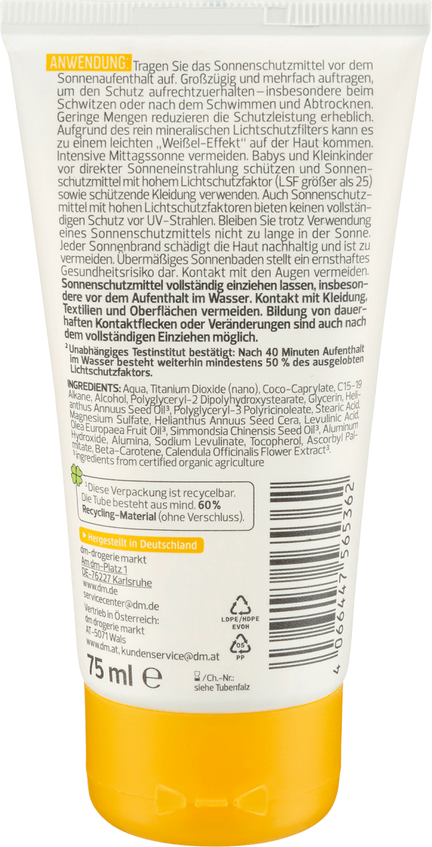 Sonnencreme sensitiv, LSF 50, 75 ml