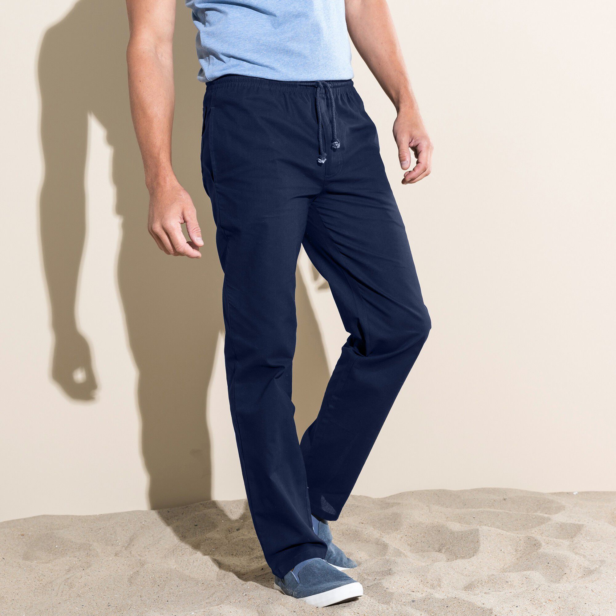 Pantalon toile taille élastiquée