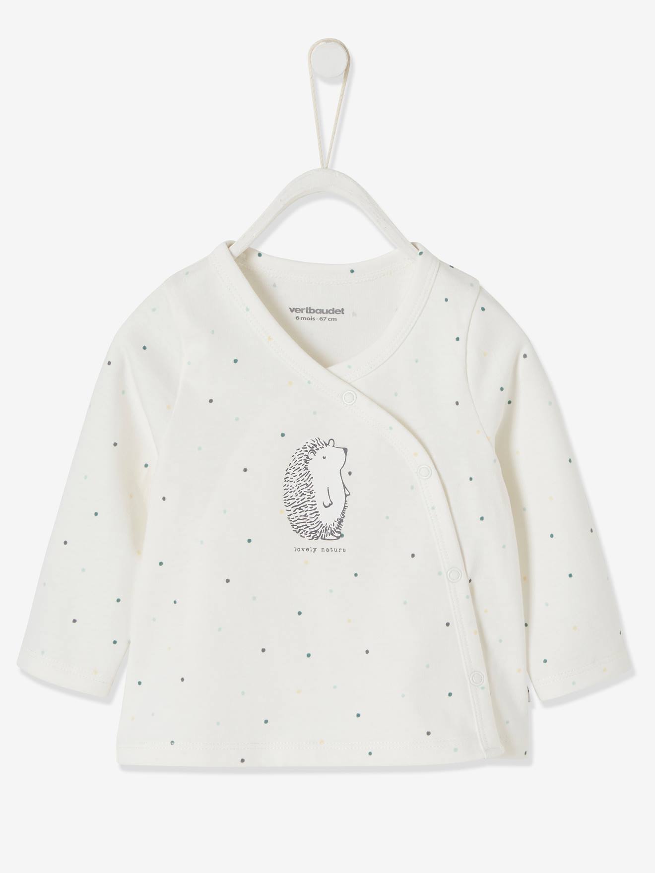 Brassière bébé naissance en coton bio ivoire imprimé