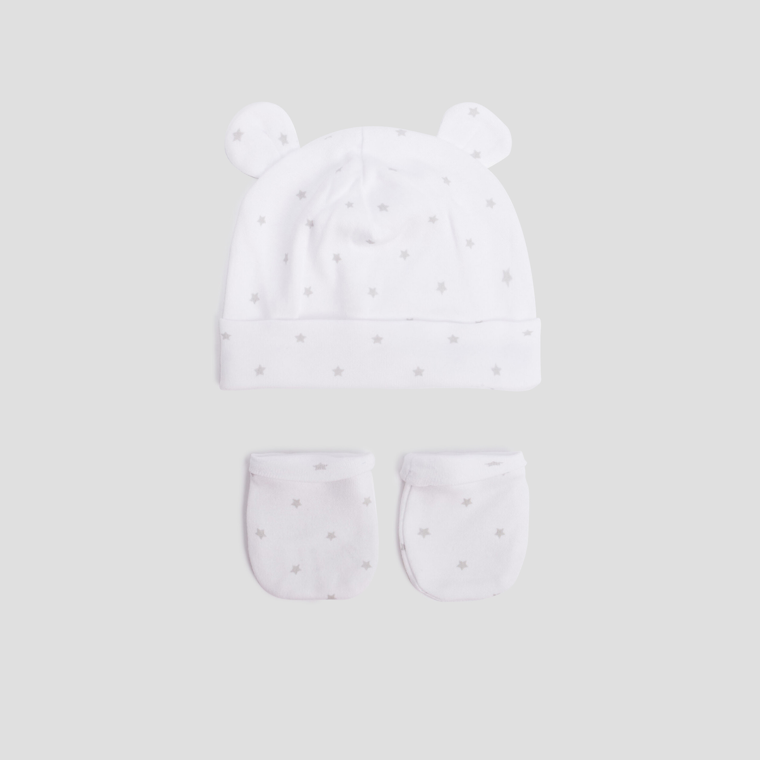 Ensemble bonnet et moufles blanc mixte | La Halle