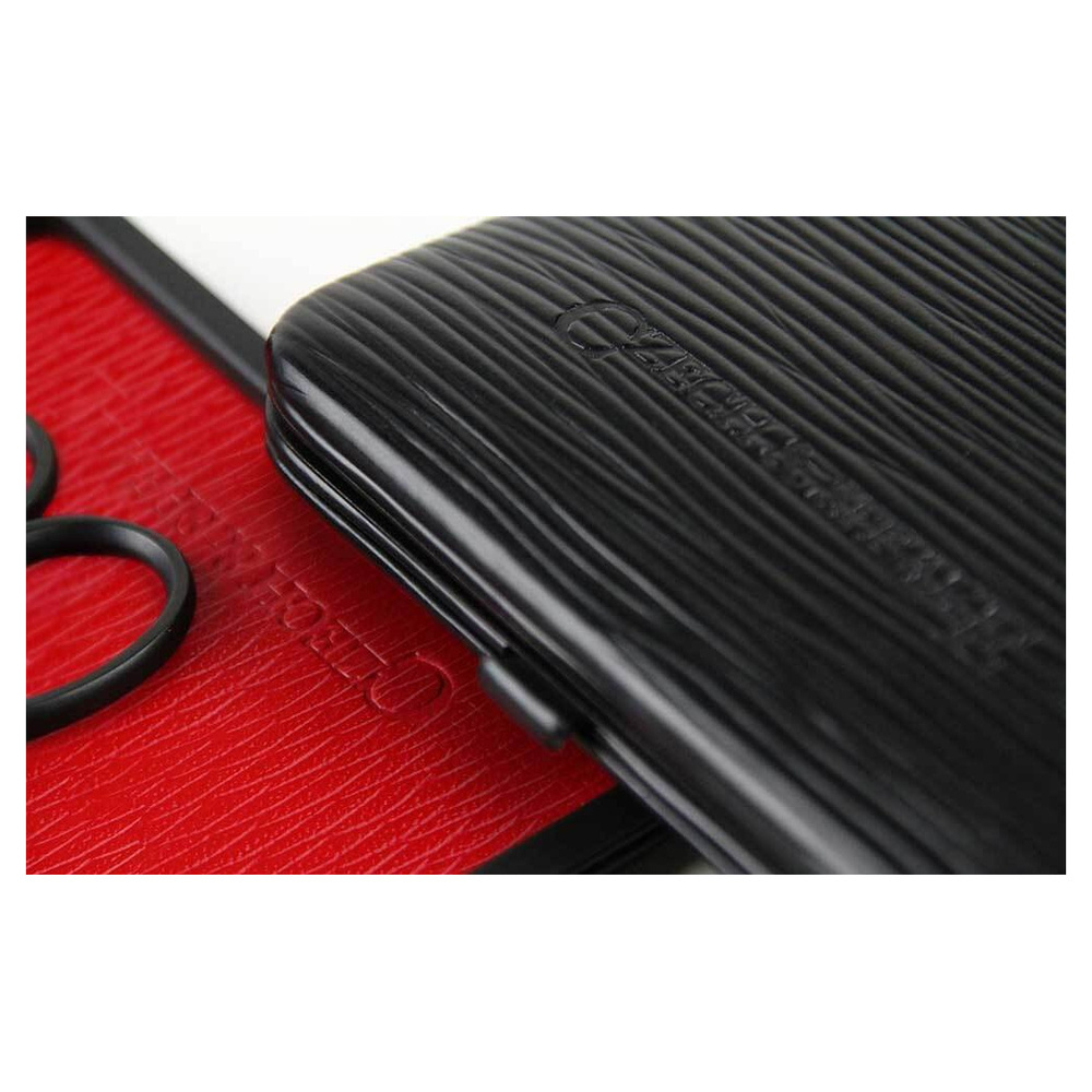 Czech & Speake Leather-Bound Manicure Set - Black/Red étui
