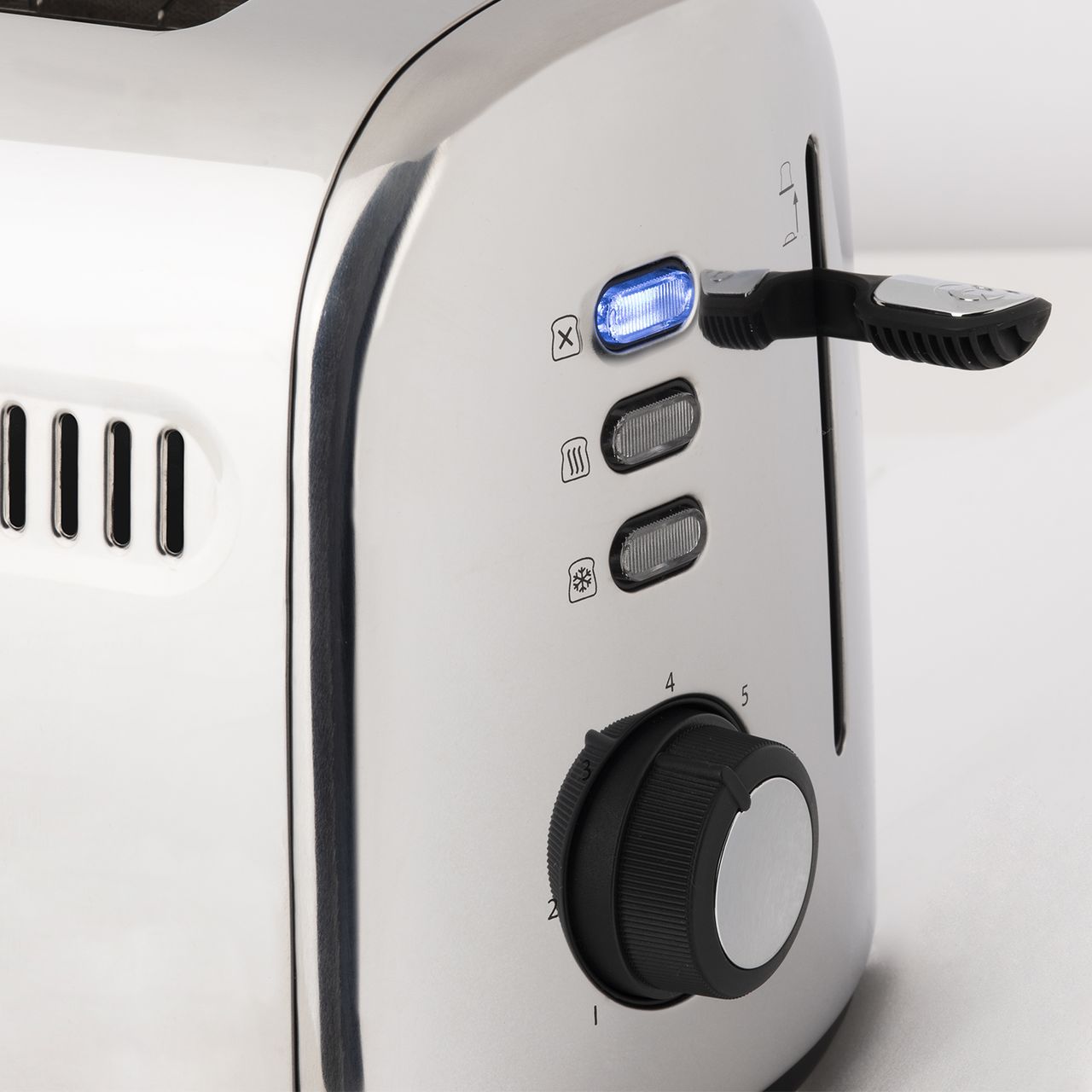 H.Koenig Toaster TOS9 / 2 Breite Schlitze 40mm / Edelstahl / Vintage / 7 Stufen Bräunung / Auftauen / Schnell gleichmäßig / Einfache Reinigung / Silber / 950W