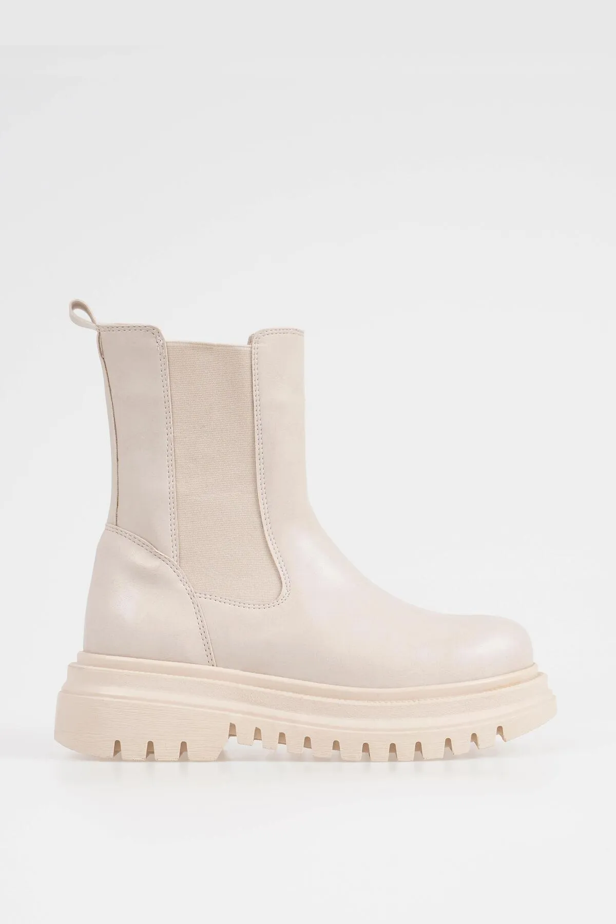 CZ London  Damen-Chelsea-Stiefel ohne Schnürsenkel, dicke, elastische Schuhe mit gezackter Sohle