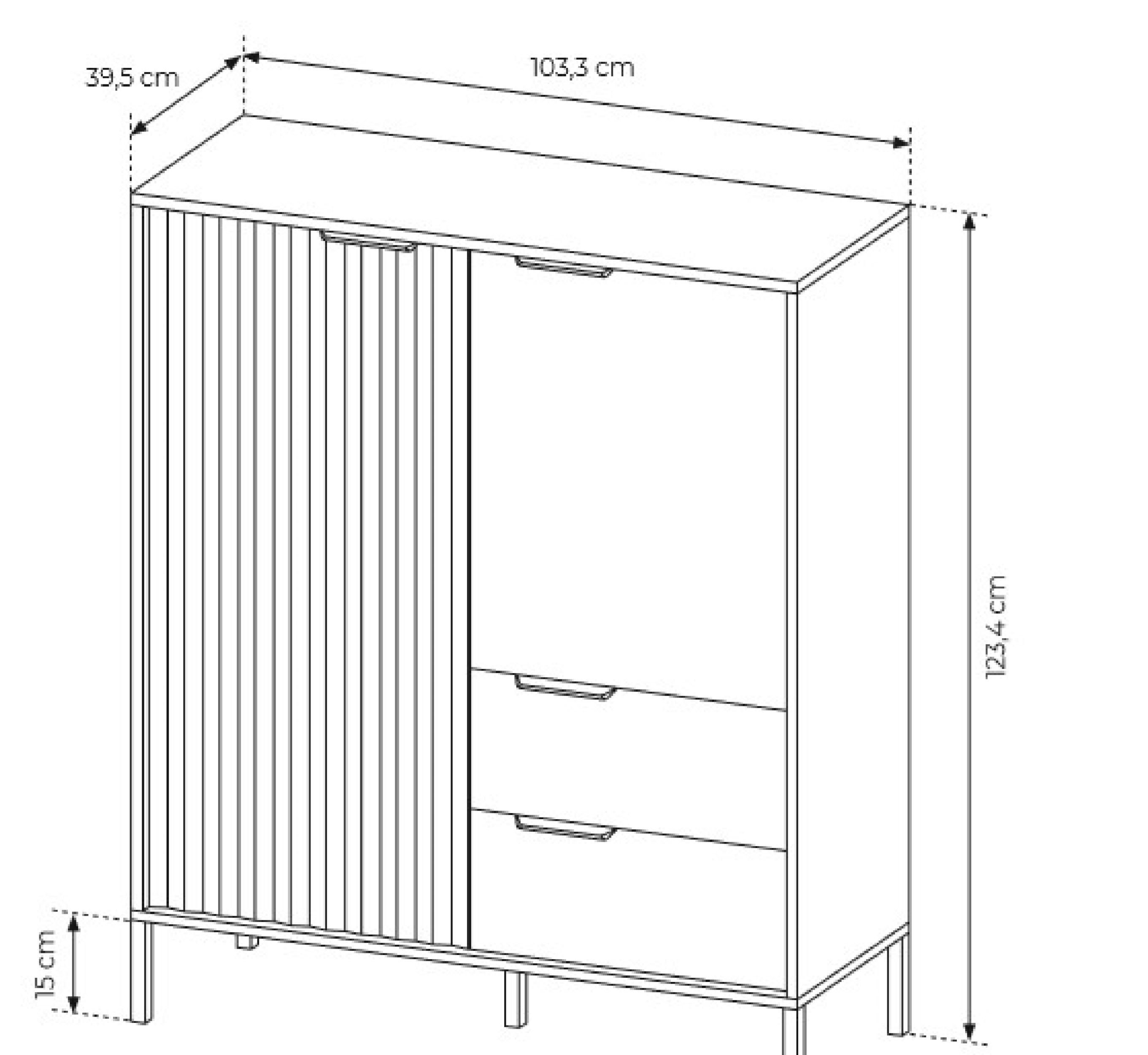 Furnix Highboard RAVIN 2D2S Sideboard mit Flügeltüren und Schubladen, B103,3 cm x H123,4 cm x T39,5 cm, 2 Farbvarianten