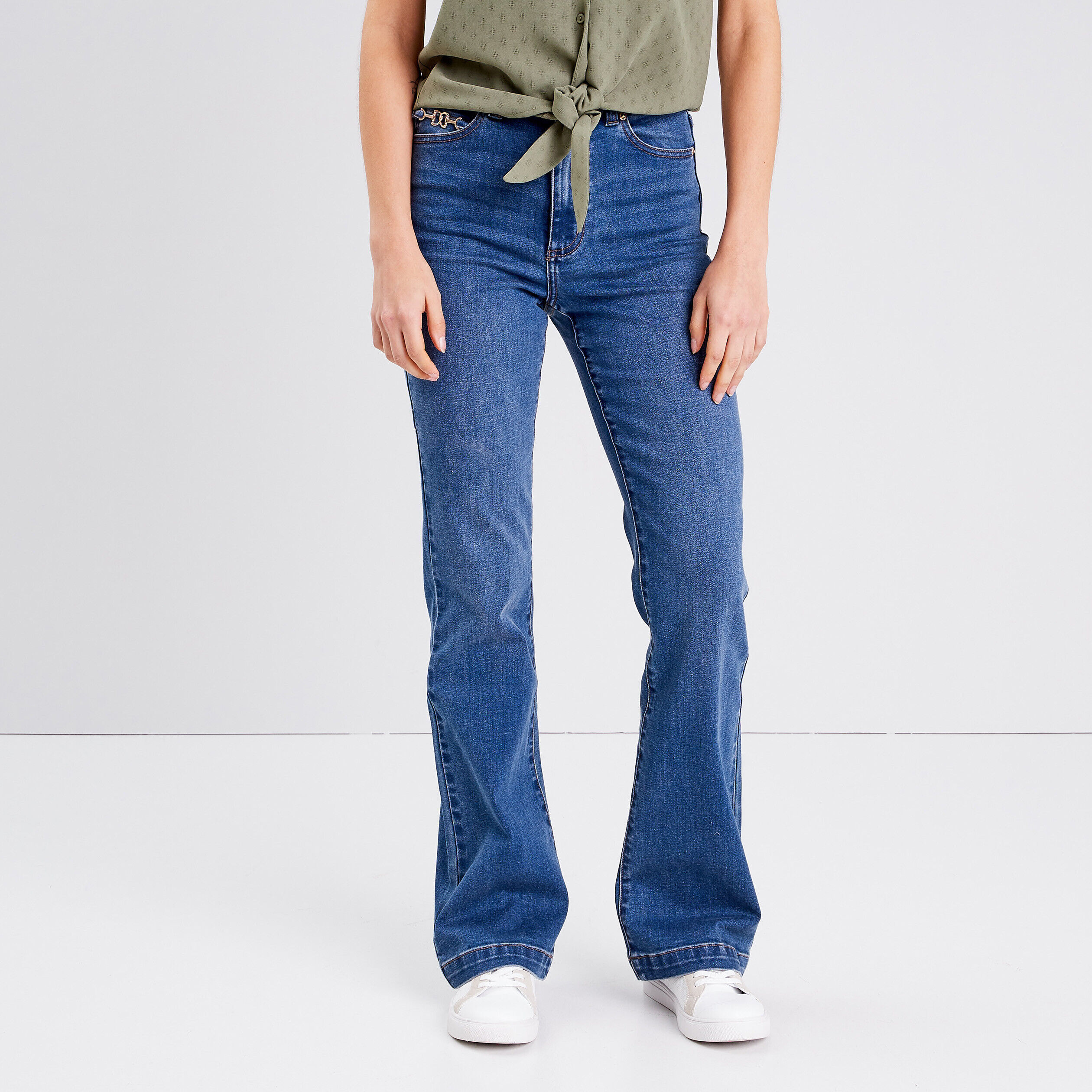 Jeans flare taille haute denim stone femme | Cache Cache