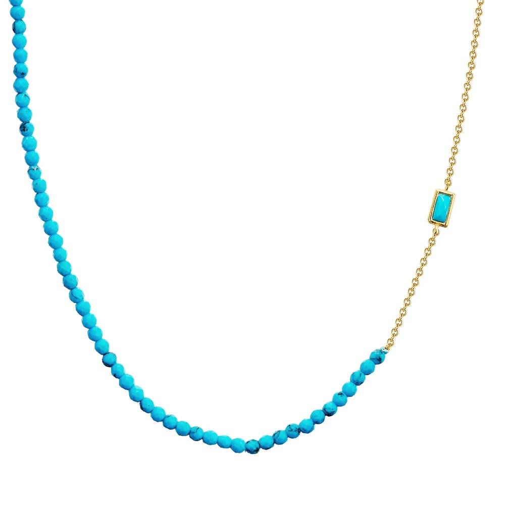 Glanzstücke München Collier en argent Argent sterling Turquoise reconstituée en Or jaune collier