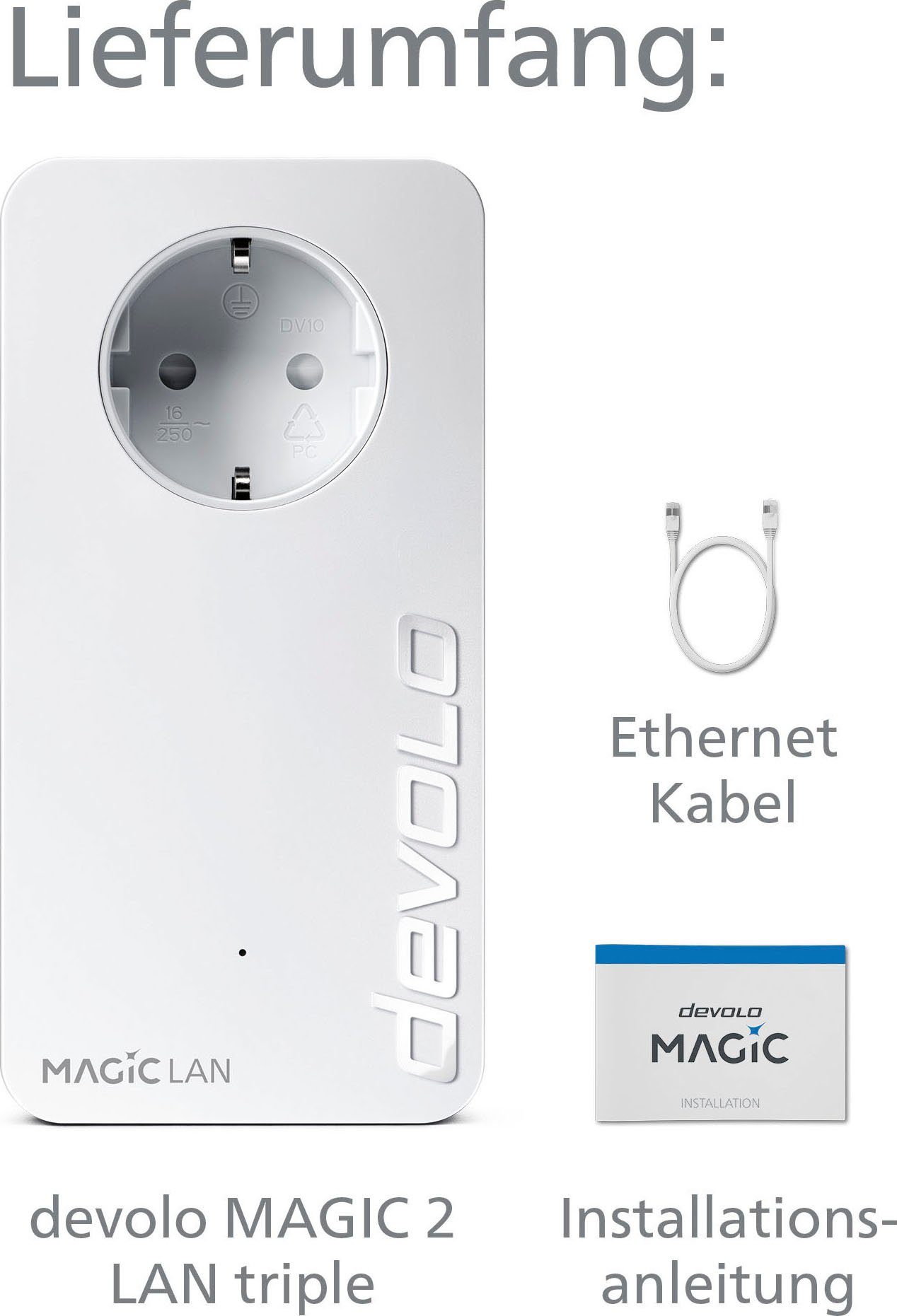 DEVOLO Magic 2 LAN triple Ergänzung (2400Mbit, 3x GbitLAN, Heimnetz) LAN-Router