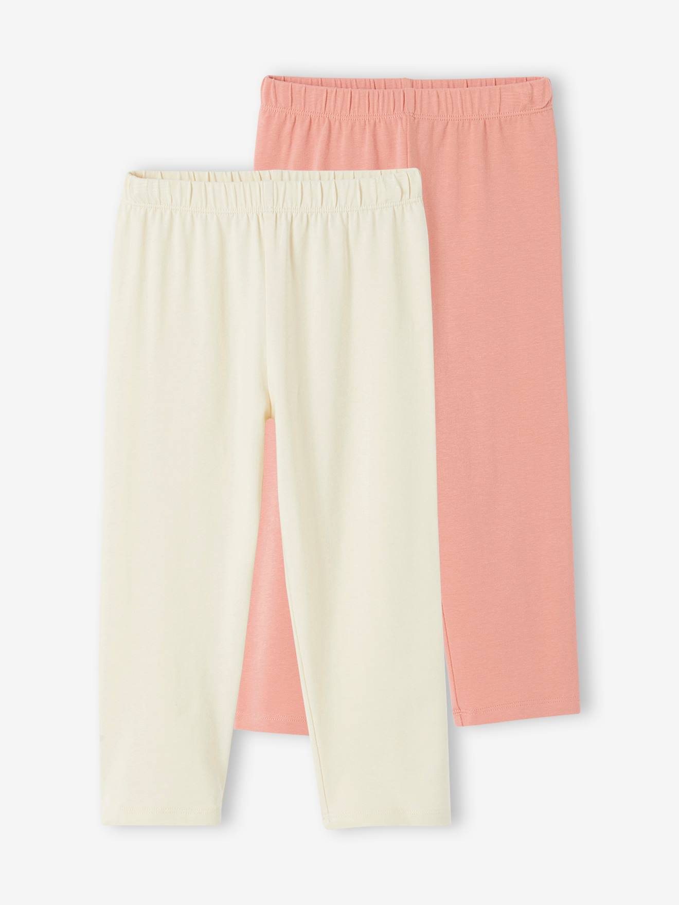 Vertbaudet 2er-Pack Mädchen 3/4-Leggings BASIC Oeko-Tex - pack koralle