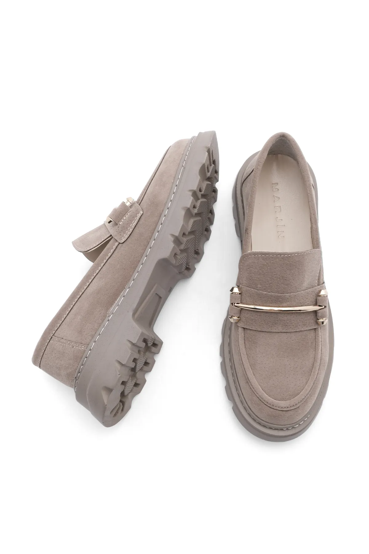 Marjin  Damen Loafer Dicke Sohle Kette Freizeitschuhe Zolez Nerz