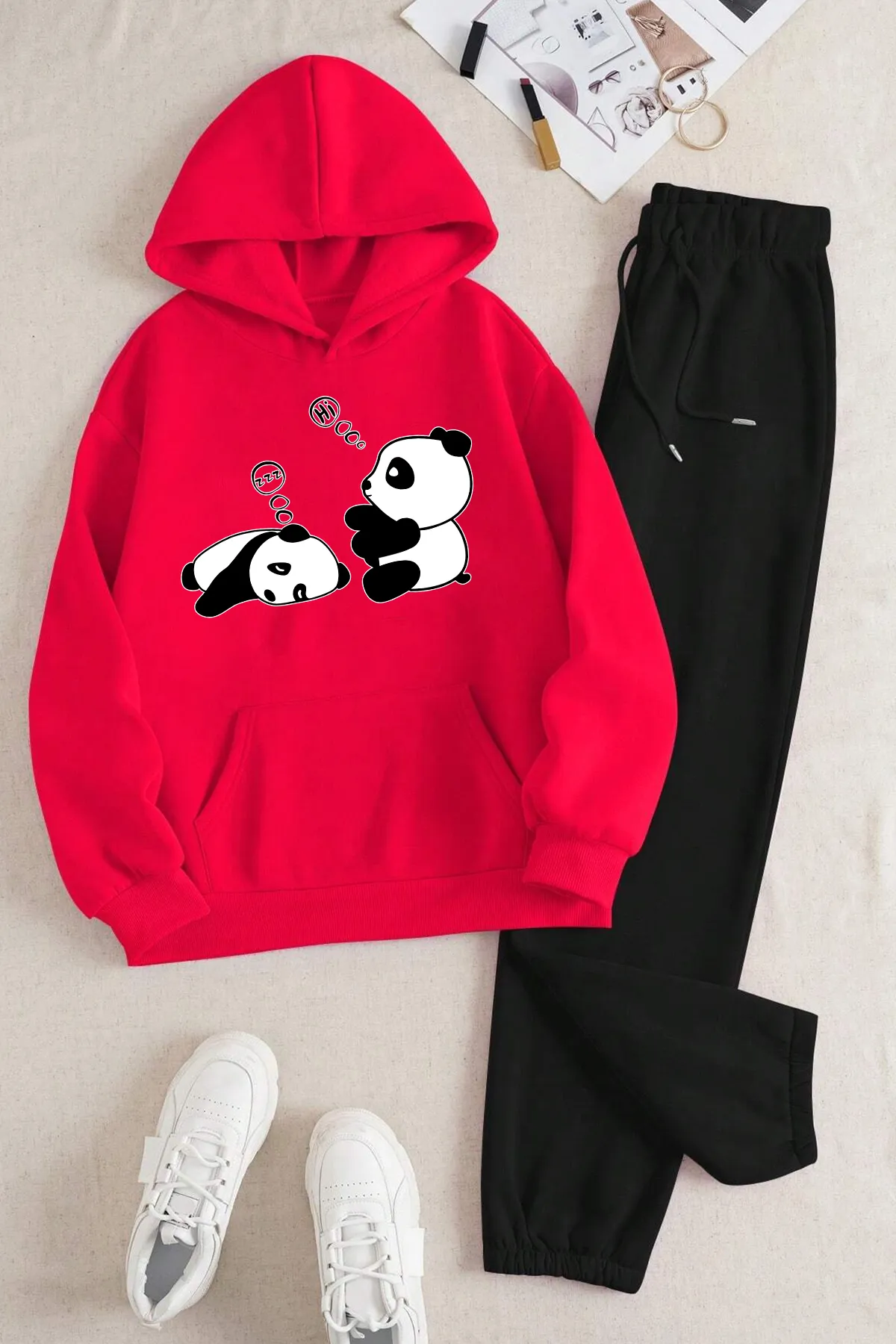 uyguntarz  Sport-Sweatsuit Set - Rot - Regular Fit