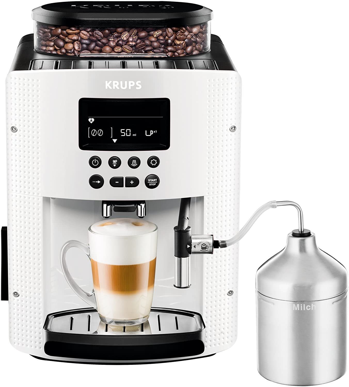 Krups Kaffeevollautomat EA8161 Espresso Kaf­fee­voll­au­to­mat INKLUSIVE XS6000 Pisa weiß
