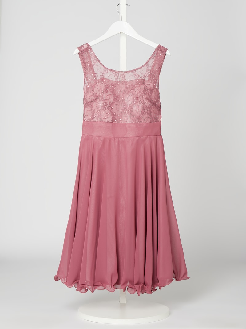 Kleid mit Ziersteinbesatz in mauve