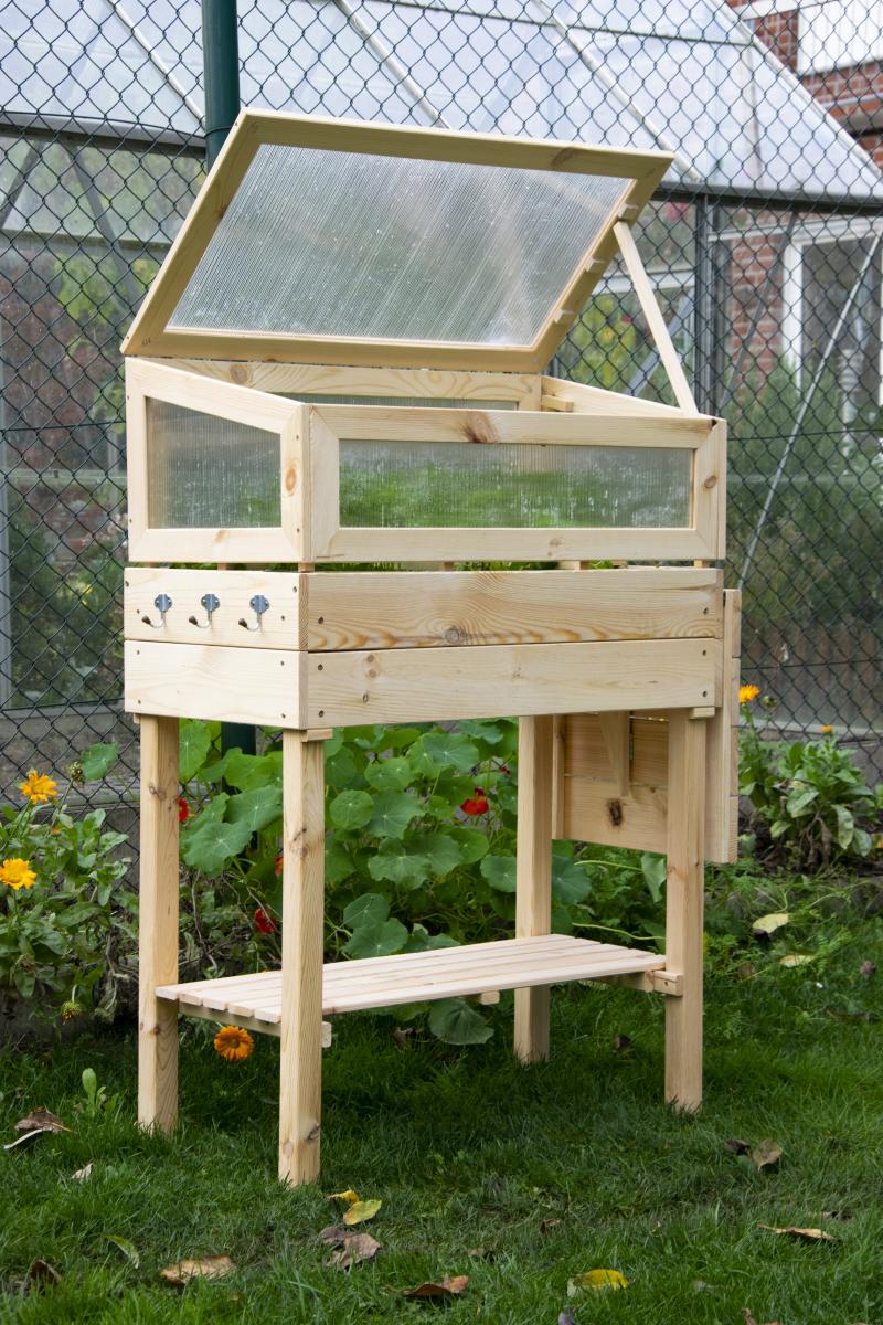 dobar Hochbeet mit Polycarbonat-Aufsatz und Ablagefläche S