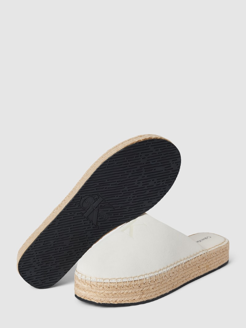 Mules aus Leder mit Plateausohle Modell 'ROPE' in weiss