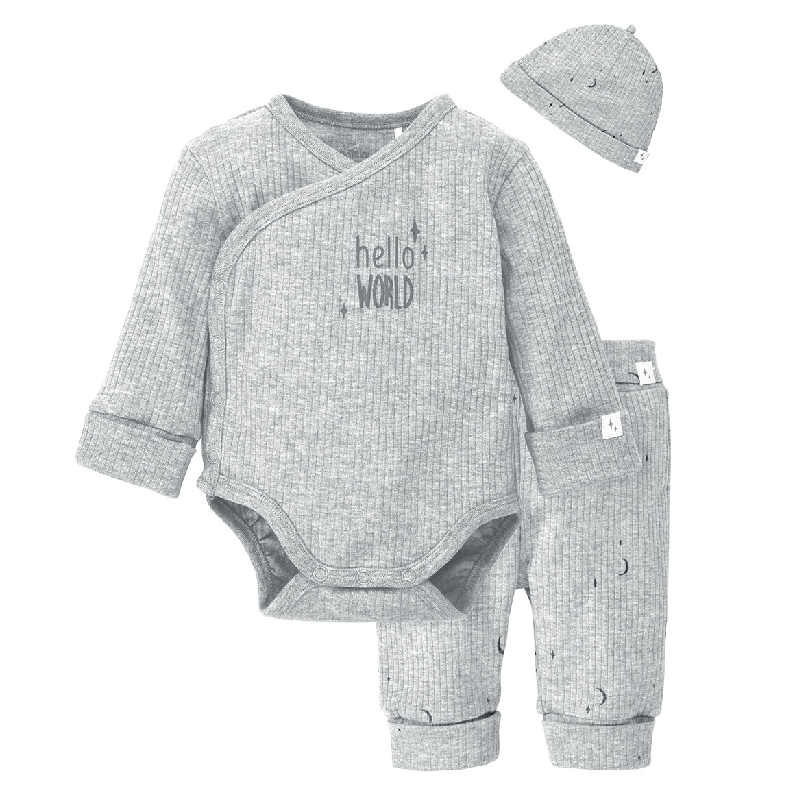 Newborn Wickelbody, Leggings und Mütze