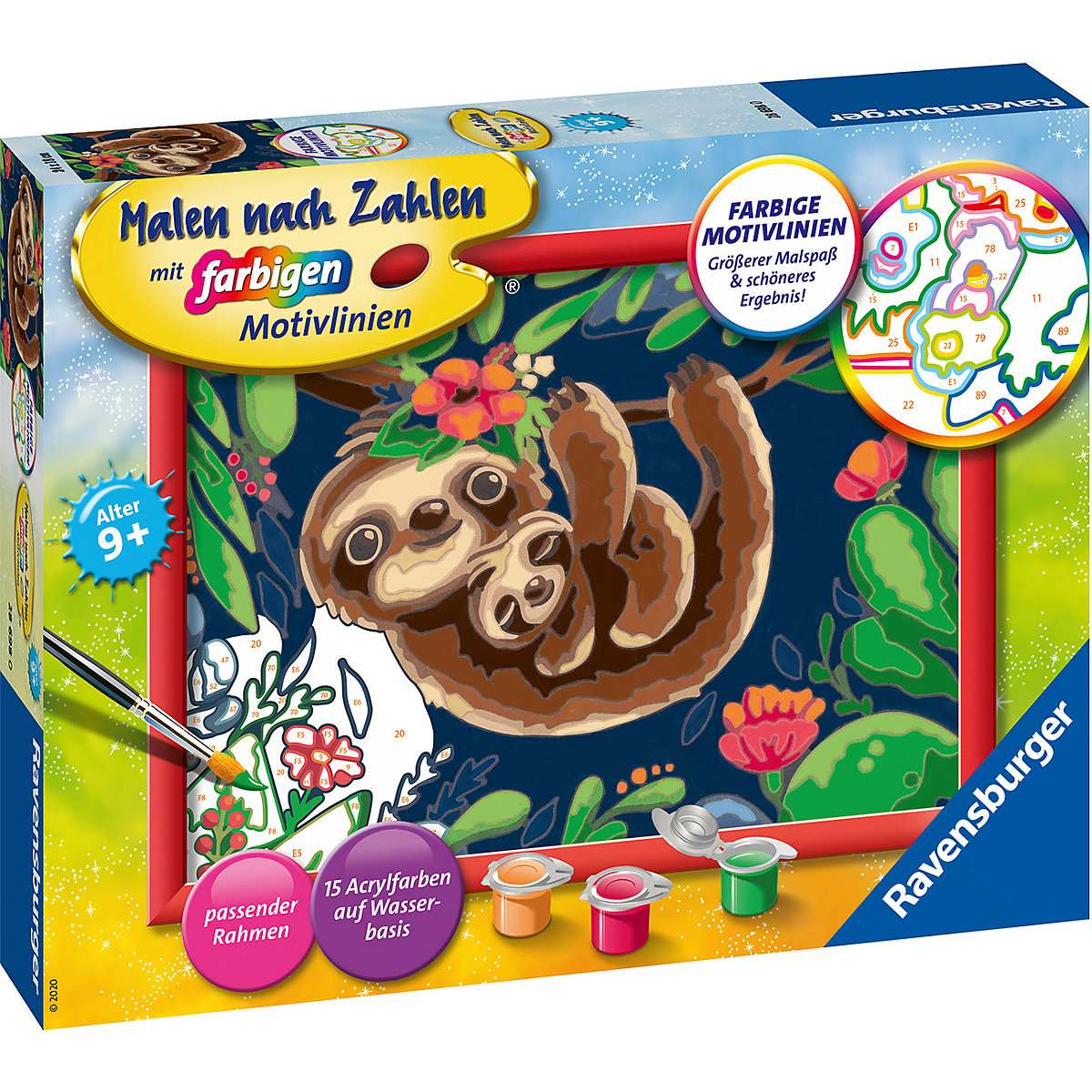 Malen nach Zahlen - Niedliche Faultiere