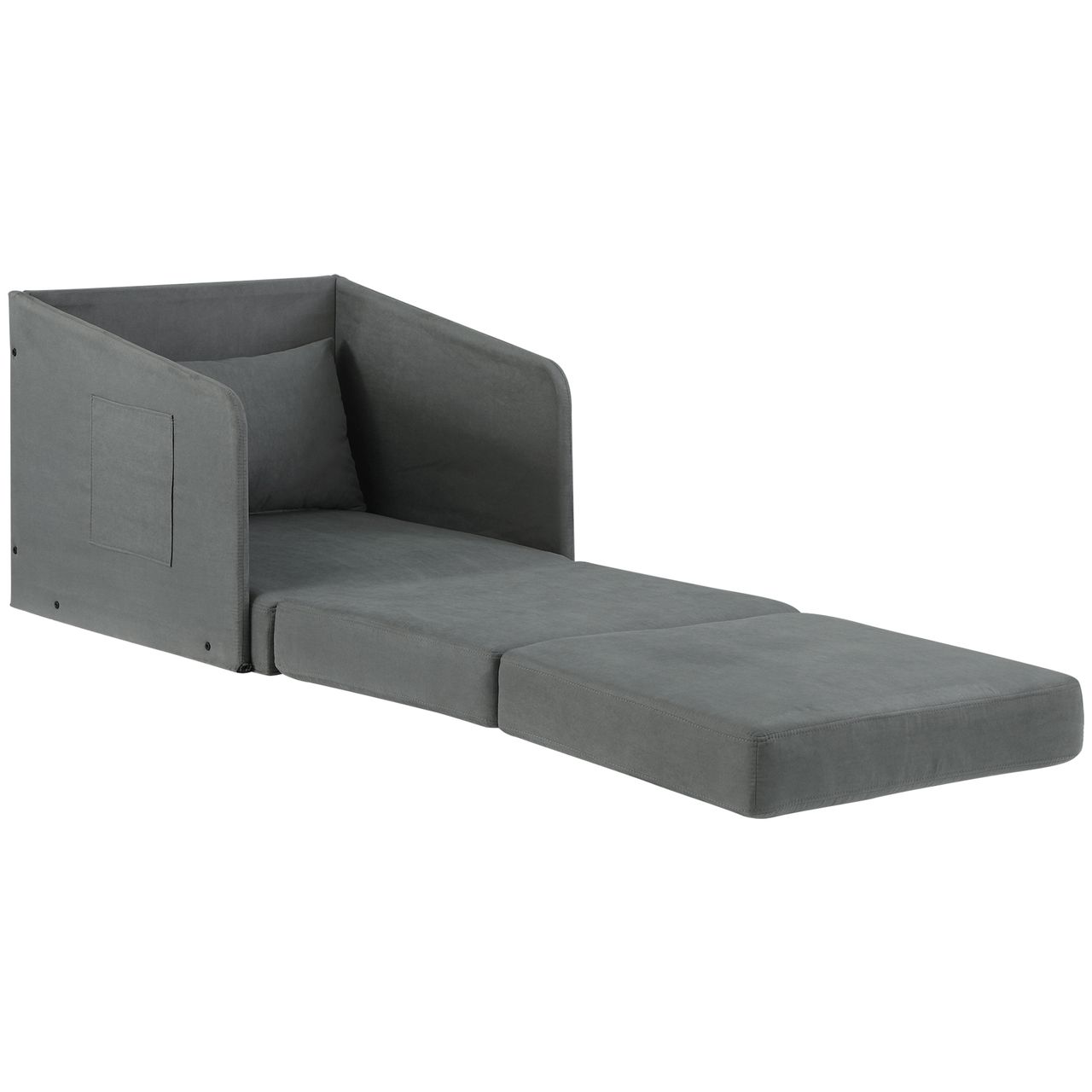 HOMCOM Schlafsofa Sofabett Einzelsofa Waschbarer Bezug 2 Seitentaschen Metall