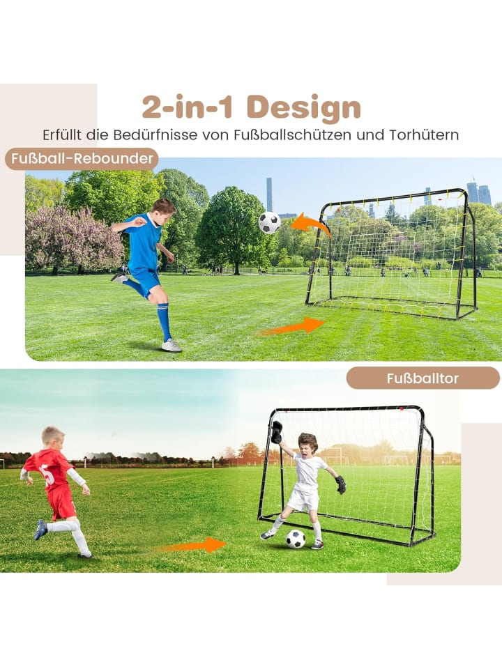 COSTWAY 2 in 1 Fußballtor & Rebounder in Schwarz günstig kaufen onesize