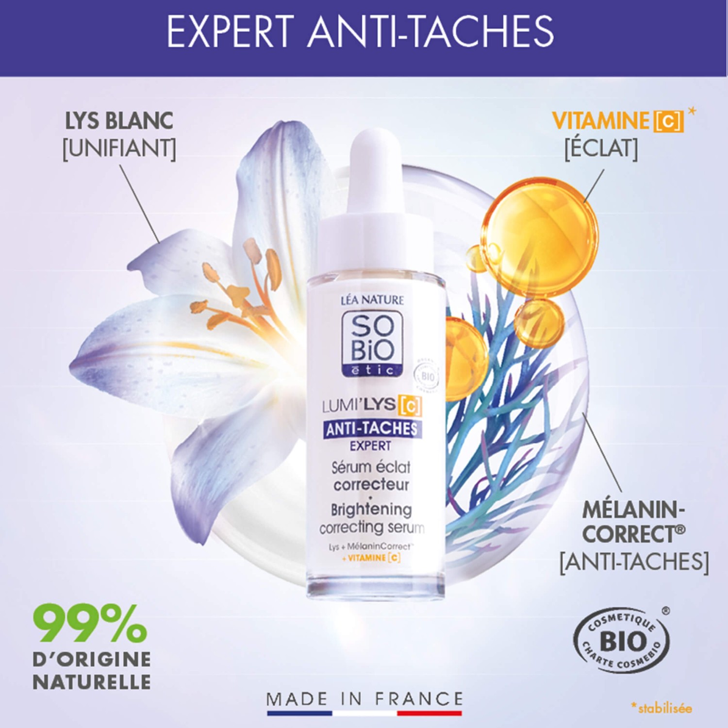 SO BiO étic Posvjetljujući korektivni serum protiv tamnih fleka, Lumi'lys [C]