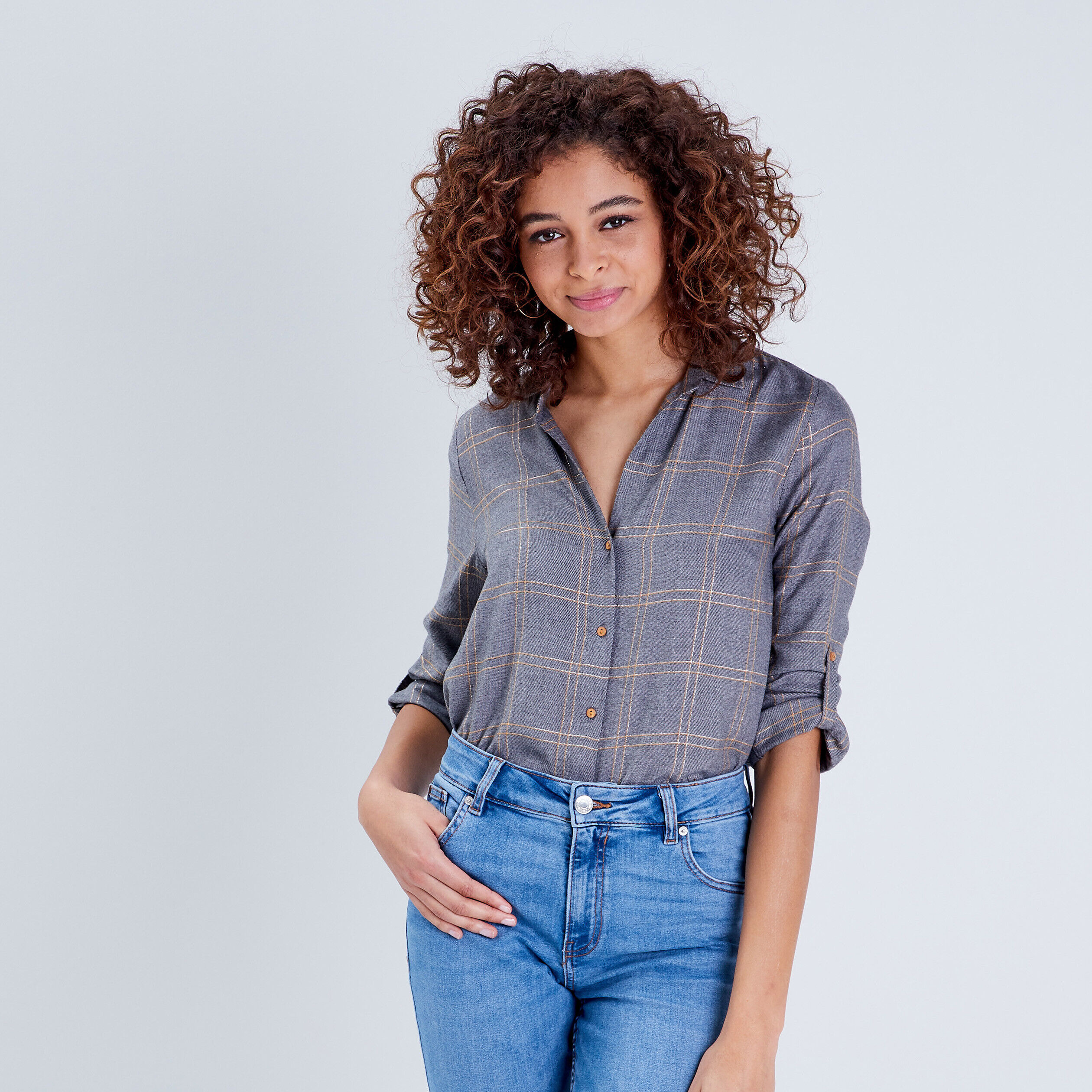 Chemise manches longues bleu marine femme | Cache Cache