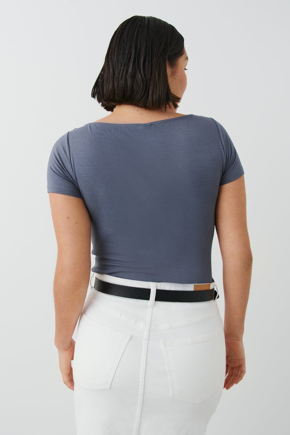 Soft touch cropped boatneck top