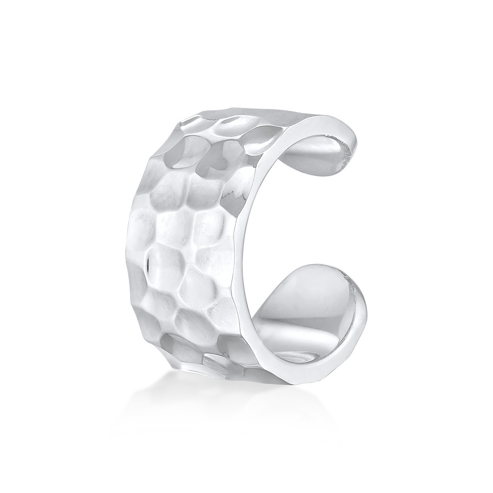 KUZZOI KUZZOI Boucles d'Oreilles Hommes Earcuff Large Martelé Moderne en argent sterling Bijoux