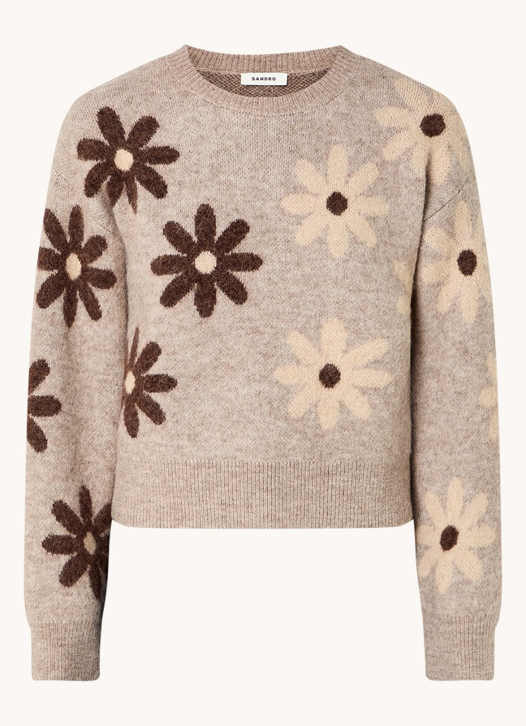Sandro Fine knitted sweater in alpaca wool blend with print