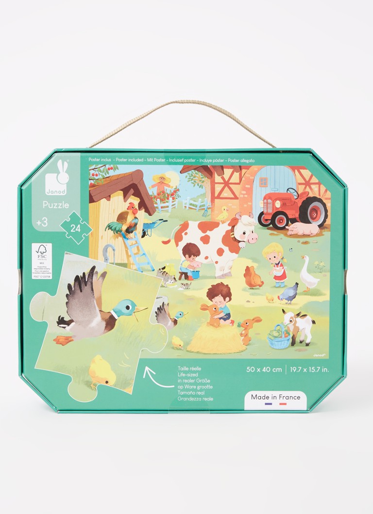 Puzzle Janod „O zi la fermă”, 24 de piese