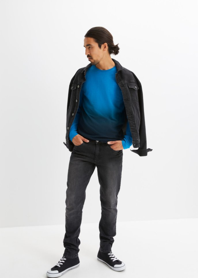 Langarmshirt mit Farbverlauf, Slim Fit