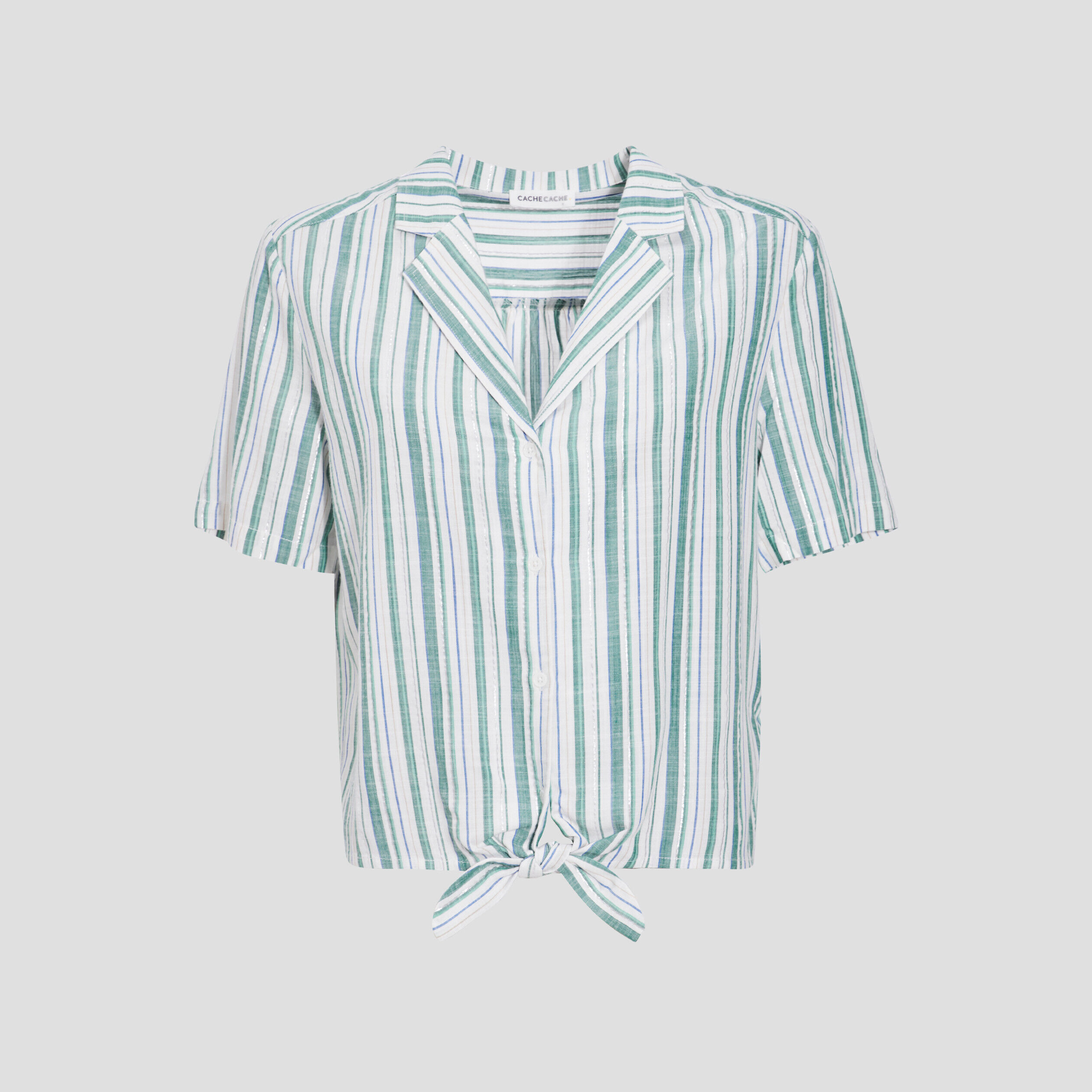 Chemise manches courtes vert femme | Cache Cache