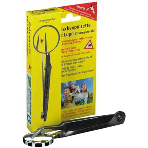 ZECKENPINZETTE Chirurgenstahl mit Lupe  1 St