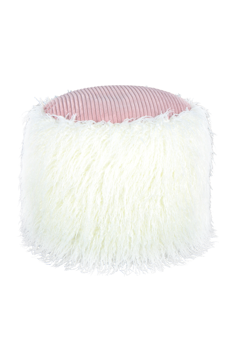 Kayoom Fellpouf Bobtail 125 Weiß / Rosa