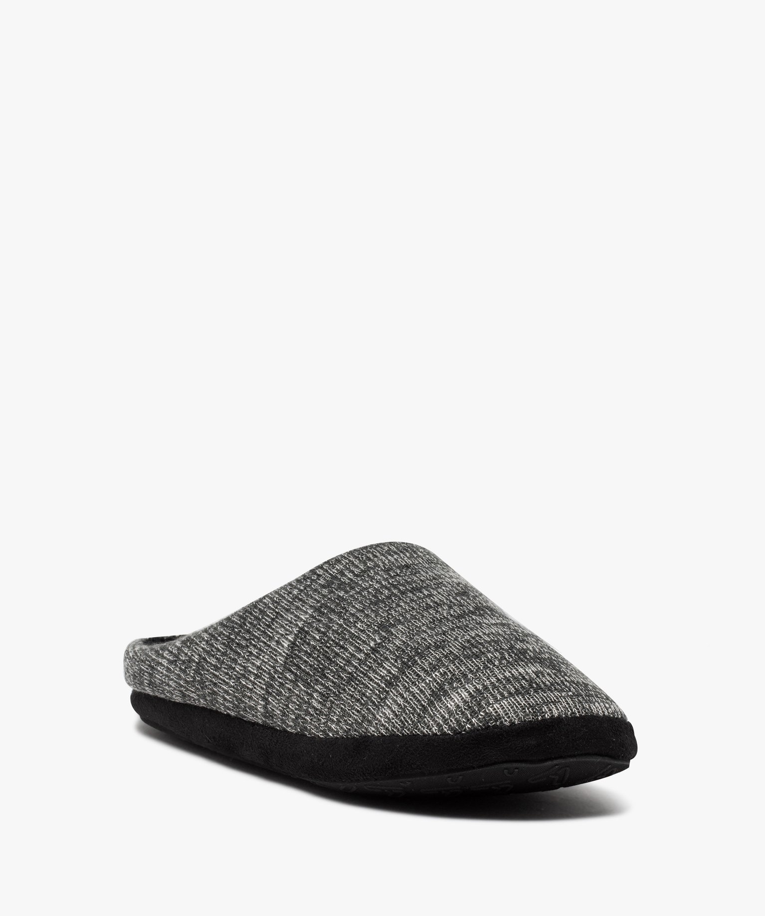 Chaussons homme mules dessus en maille chinée gris | GEMO