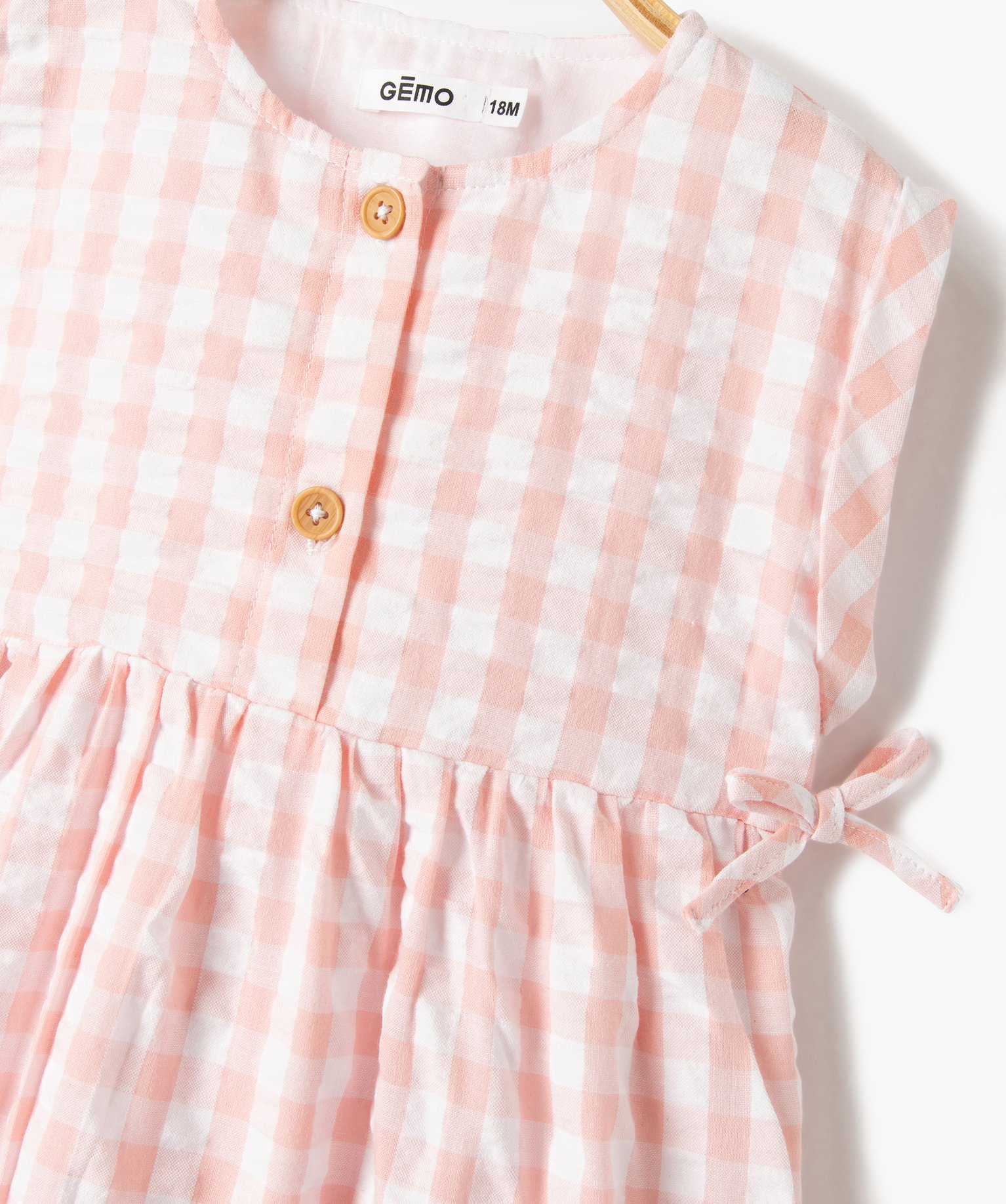 Robe bébé fille rayée en voile de coton texturé rose | GEMO
