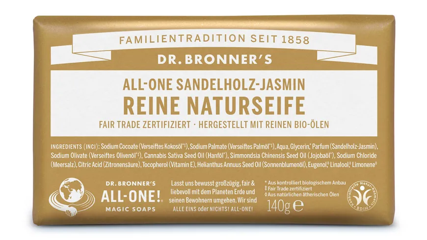 DR. BRONNER'S reine Naturseife Sandelholz-Jasmin 140 g