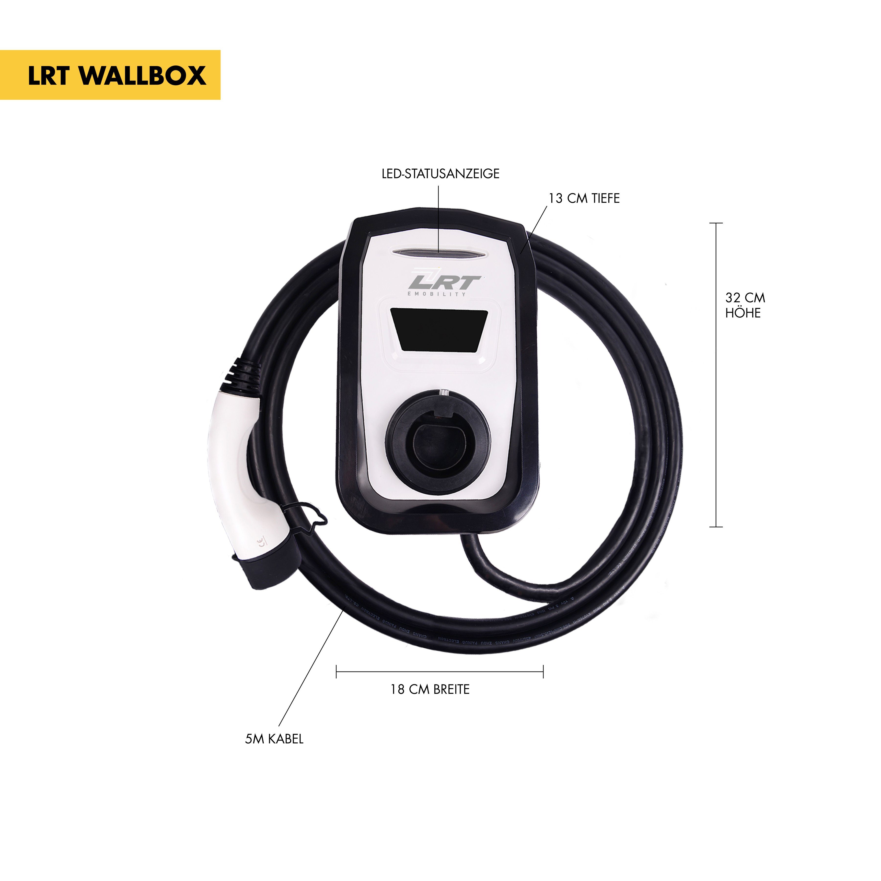 LRT E-Mobility stationär Elektroauto-Ladestation AC03C, Home Essential 22, 22kW / 32A, geeignet für Innen- und Außenbereich (Garage, Carport)