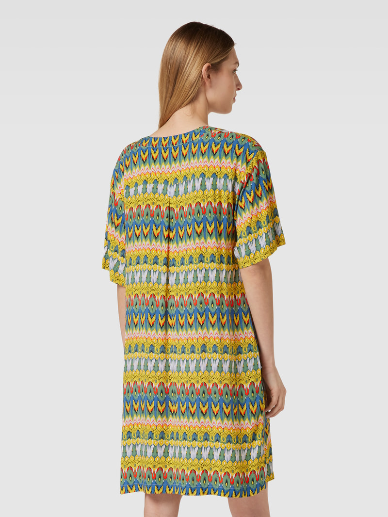 Knielanges Kleid mit Allover-Muster in grasgrün
