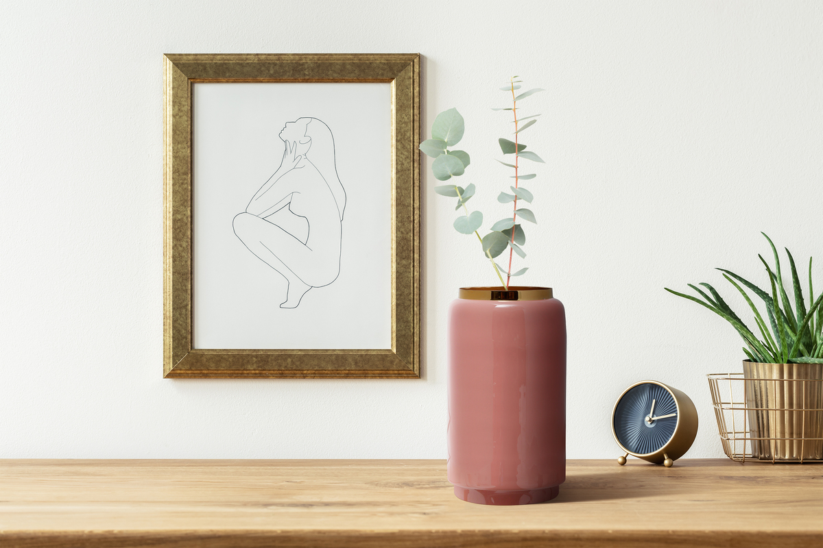 Kayoom Vase Art Deco 445 Rosa / Gold